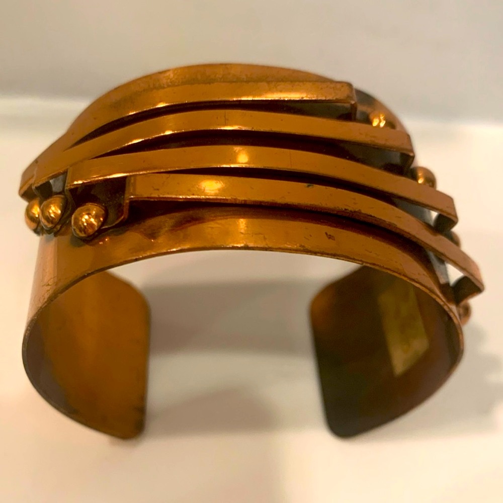 Vintage Genuine Copper Chunky Cuff Bracelet Modern Brutalist A Piece of Art